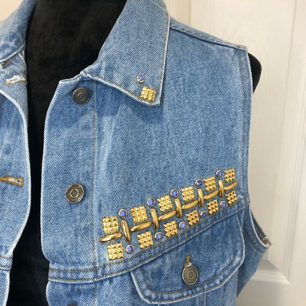 Vintage Boom Boom Classic Original gold studded denim vest - Picture 4 of 11